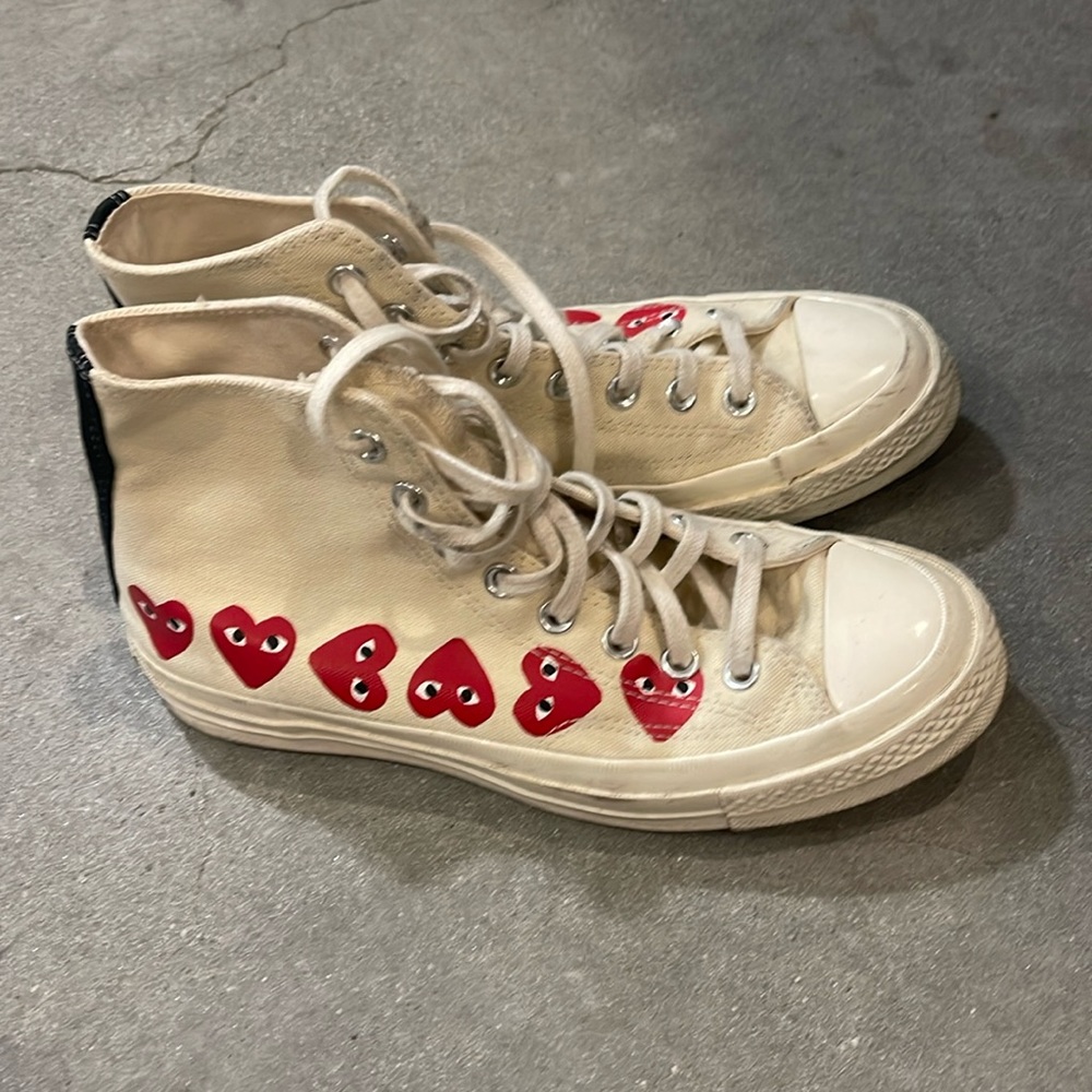 Chuck Taylor All Star 70 Hi Comme des Garcons Hearts Shoes Men's Sz 7 Women Sz9